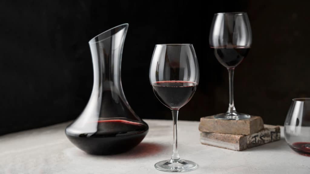 Ancellotta‑Rotwein im Glas und Karaffe – vollmundiger Rotwein aus Ancellotta‑Trauben