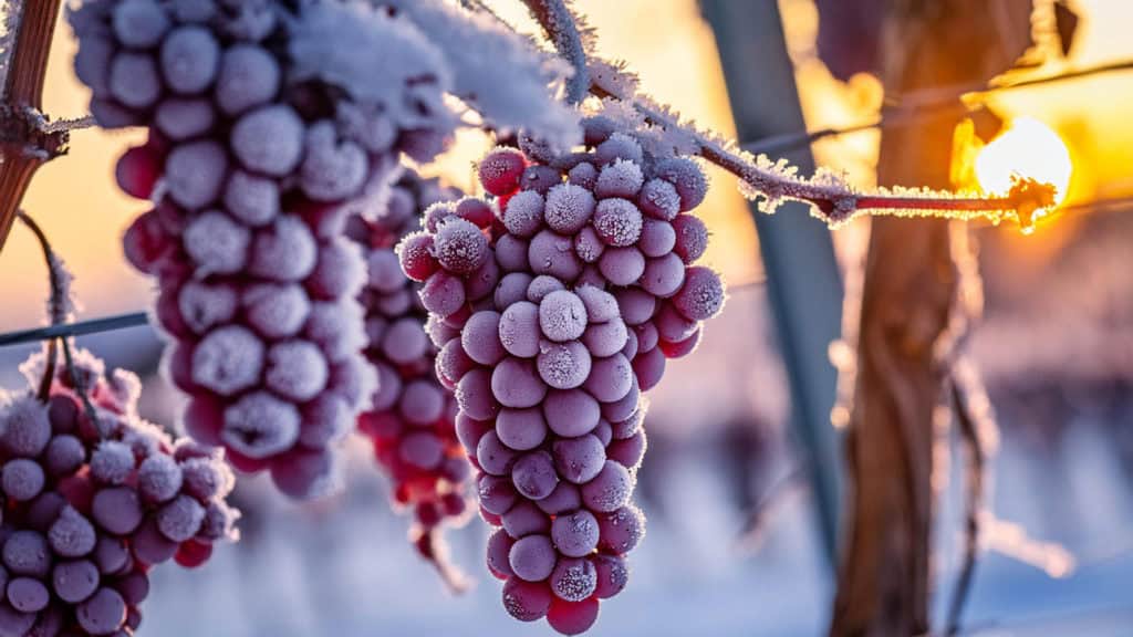 Gefrorene Trauben für Eiswein – süsse Dessertwein-Qualität