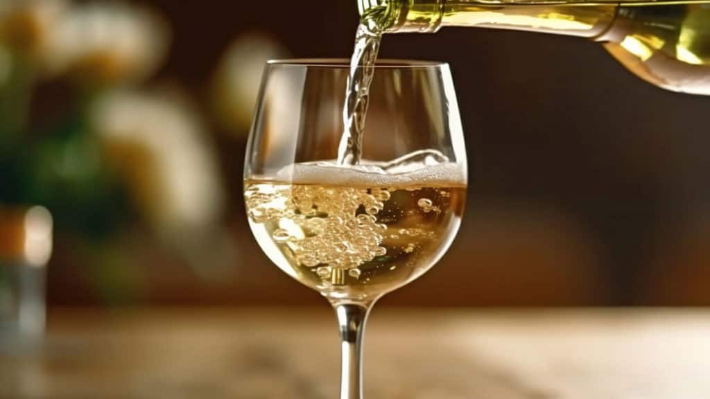 Malvoisie‑Weisswein wird ins Glas eingeschenkt – feiner Genussmoment