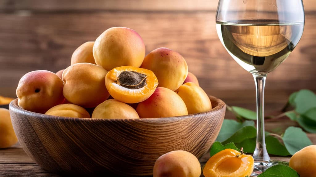 Viognier-Weisswein serviert mit Aprikosen – fruchtige Genusskombination