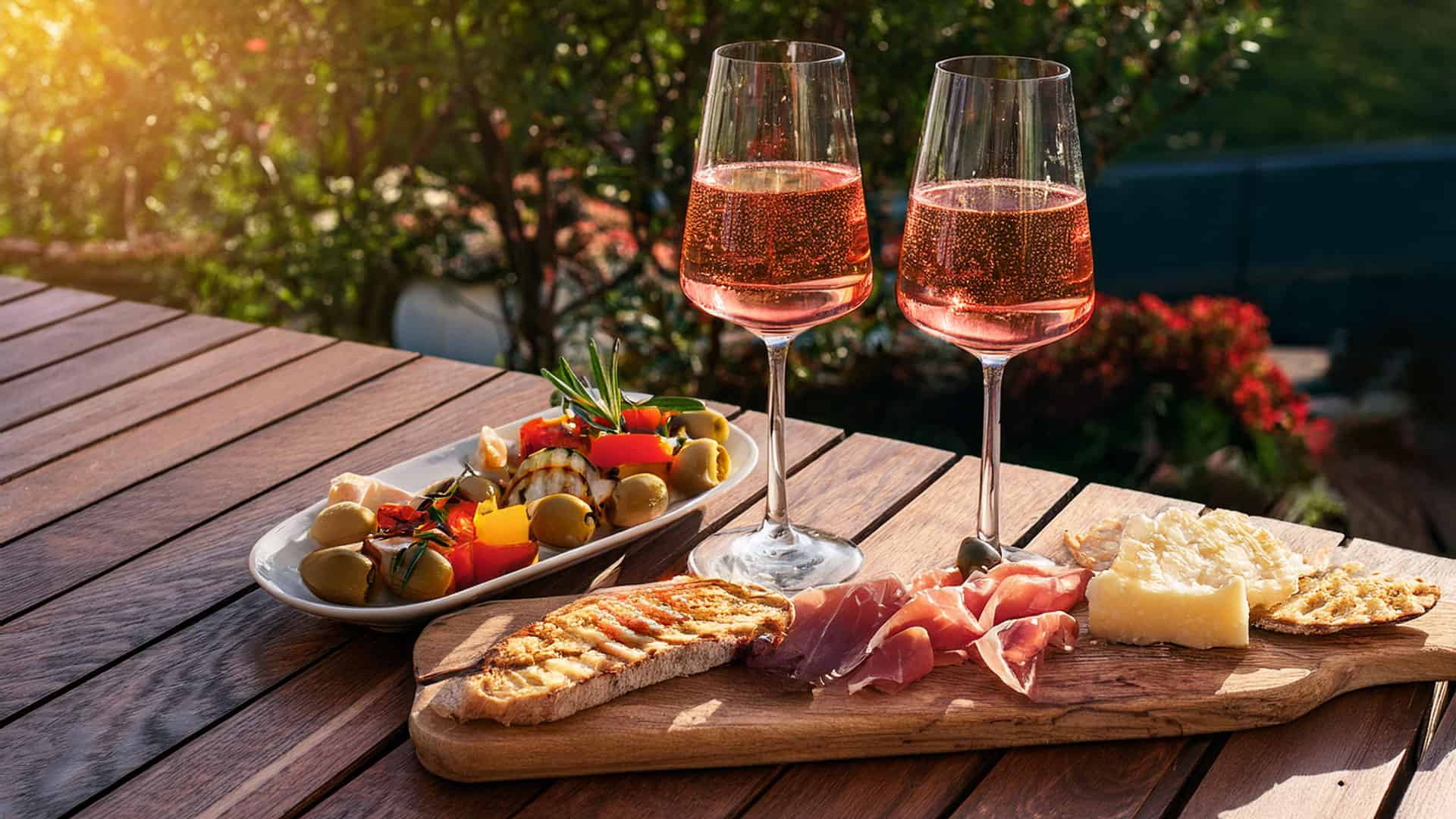 Aperitif 6 wein aperitif mit roseweinglaeser