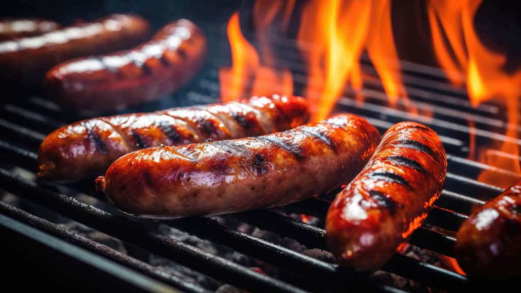 Grillwurst auf dem BBQ Rost