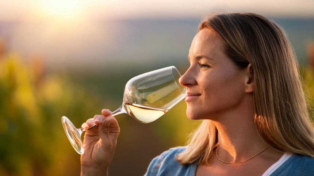 Weinsommelier riecht an Weissweinglas – Nase und Aromaprofil erkennen