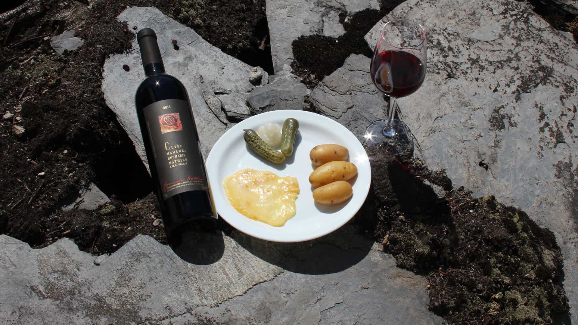 wein raclette streichen mit rotwein cuvee rot