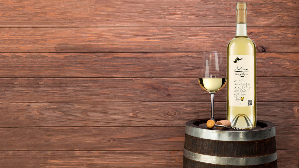 Fendant Weisswein Molignon auf einem Barriquefass