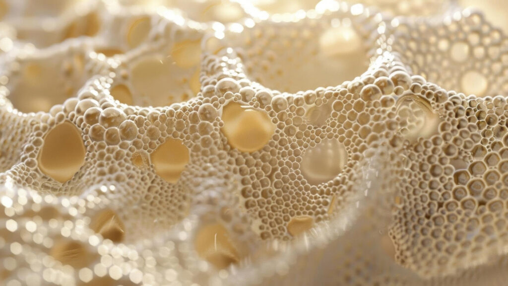 Nahaufnahme von Hefezellen – Aktivität der Hefe im Most während der Weinherstellung