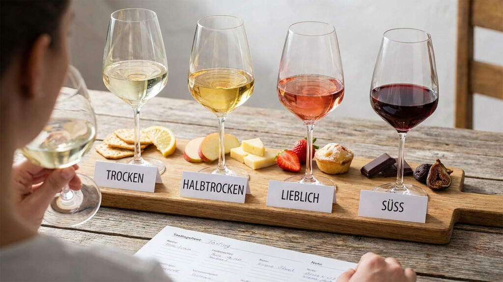 Wein und Aromakarten – Restsüsse in Verbindung mit verschiedenen Geschmacksrichtungen