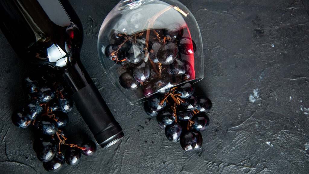 Glass of red wine - single-varietal red wine in a glass with a strong hue